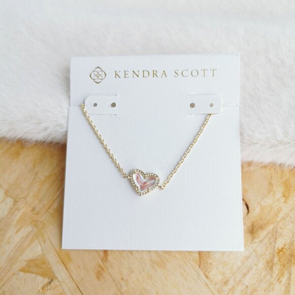 NEW Kendra Scott Ari Heart Dichroic Glass Chain Bracelet Gold - Picture 1 of 4